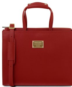 Donna Tuscany Leather | Palermo Cartella In Pelle Saffiano Da Donna Tl141369 Rosso