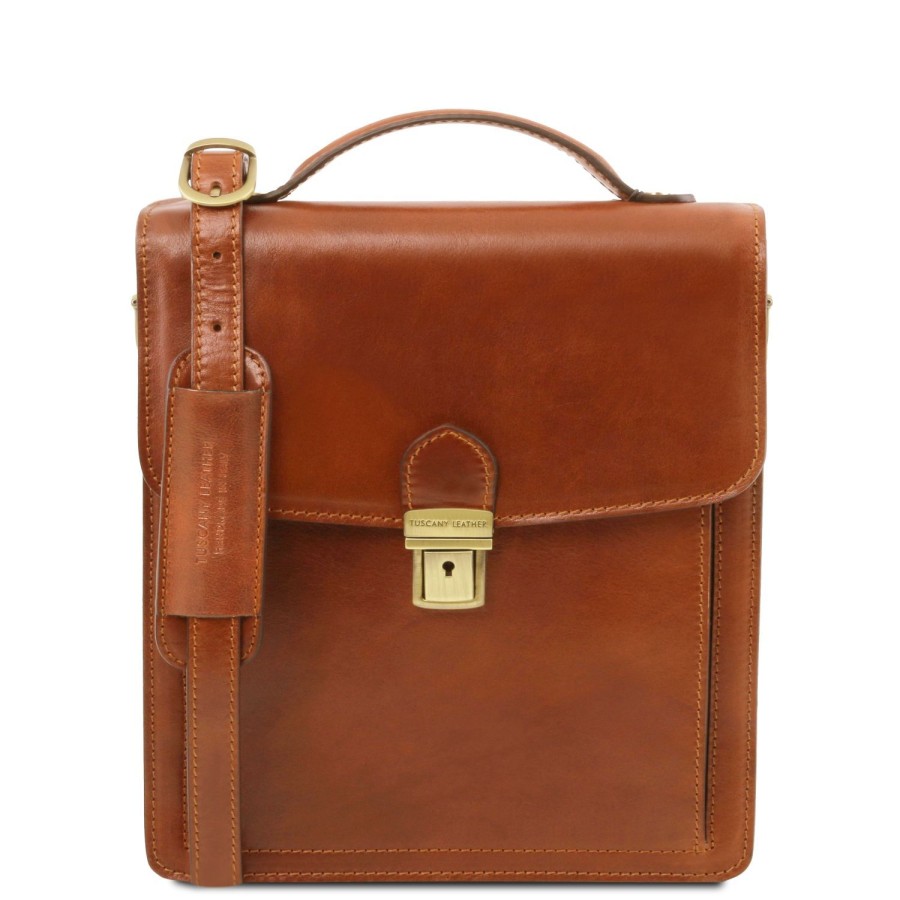 Uomo Tuscany Leather | David - Borsello In Pelle A Tracolla Piccolo Tl141425 Miele