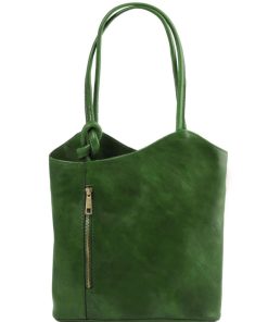 Donna Tuscany Leather | Patty Borsa Donna In Pelle Convertibile A Zaino Tl141497 Verde