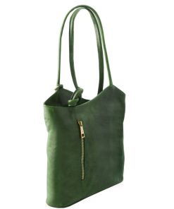 Donna Tuscany Leather | Patty Borsa Donna In Pelle Convertibile A Zaino Tl141497 Verde