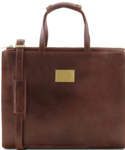 Ufficio Tuscany Leather | Palermo Borsa Da Lavoro Da Donna In Pelle 3 Scomparti Tl141343 Marrone