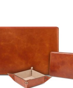 Ufficio Tuscany Leather | Sottomano Con Ribalta, Tappetino Mouse, Vuotatasche Tl142162 Miele