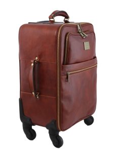 Viaggio Tuscany Leather | Tl Voyager Trolley Verticale In Pelle Con 4 Ruote Tl141911 Marrone