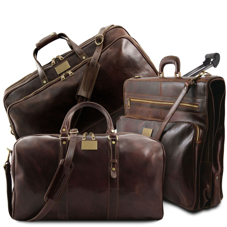 Viaggio Tuscany Leather | Deluxe Set Da Viaggio In Pelle Tl142266 Testa Di Moro