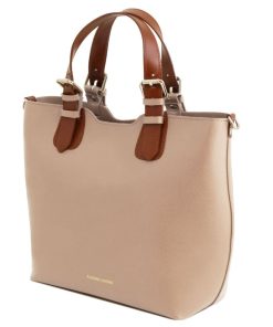 Donna Tuscany Leather | Tl Bag Borsa Shopping In Pelle Saffiano Tl141696 Nude