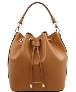 Donna Tuscany Leather | Vittoria Borsa Secchiello In Pelle Tl141531 Cognac