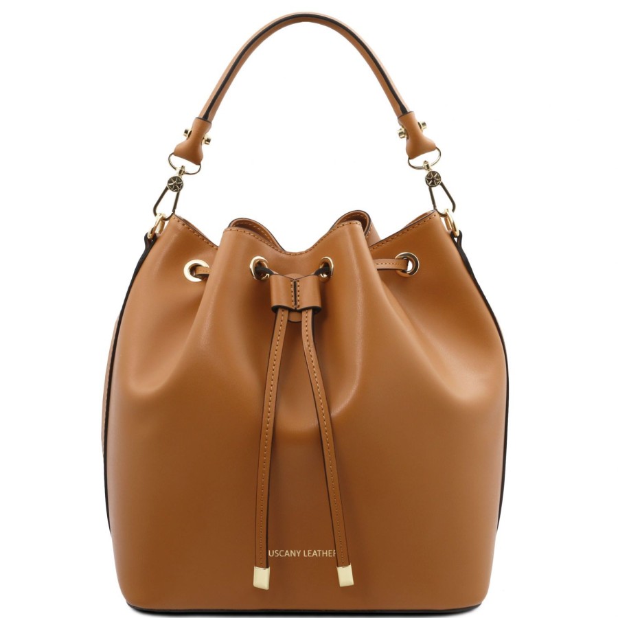 Donna Tuscany Leather | Vittoria Borsa Secchiello In Pelle Tl141531 Cognac