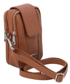 Donna Tuscany Leather | Tl Bag Tracollina Portacellulare In Pelle Morbida Tl141698 Cognac