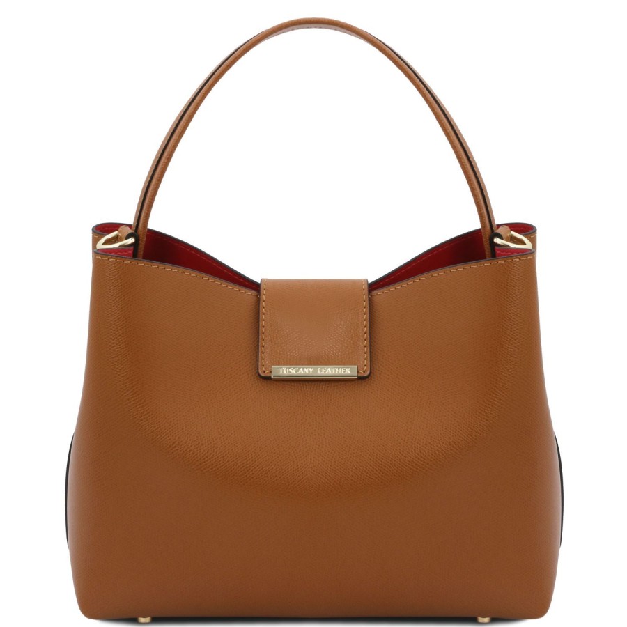 Donna Tuscany Leather | Clio Borsa Secchiello In Pelle Tl141690 Cognac