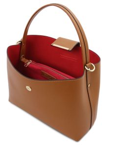 Donna Tuscany Leather | Clio Borsa Secchiello In Pelle Tl141690 Cognac