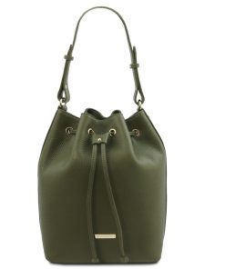 Donna Tuscany Leather | Tl Bag Borsa Secchiello In Pelle Tl142311 Verde Foresta