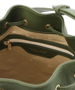 Donna Tuscany Leather | Tl Bag Borsa Secchiello In Pelle Tl142311 Verde Foresta