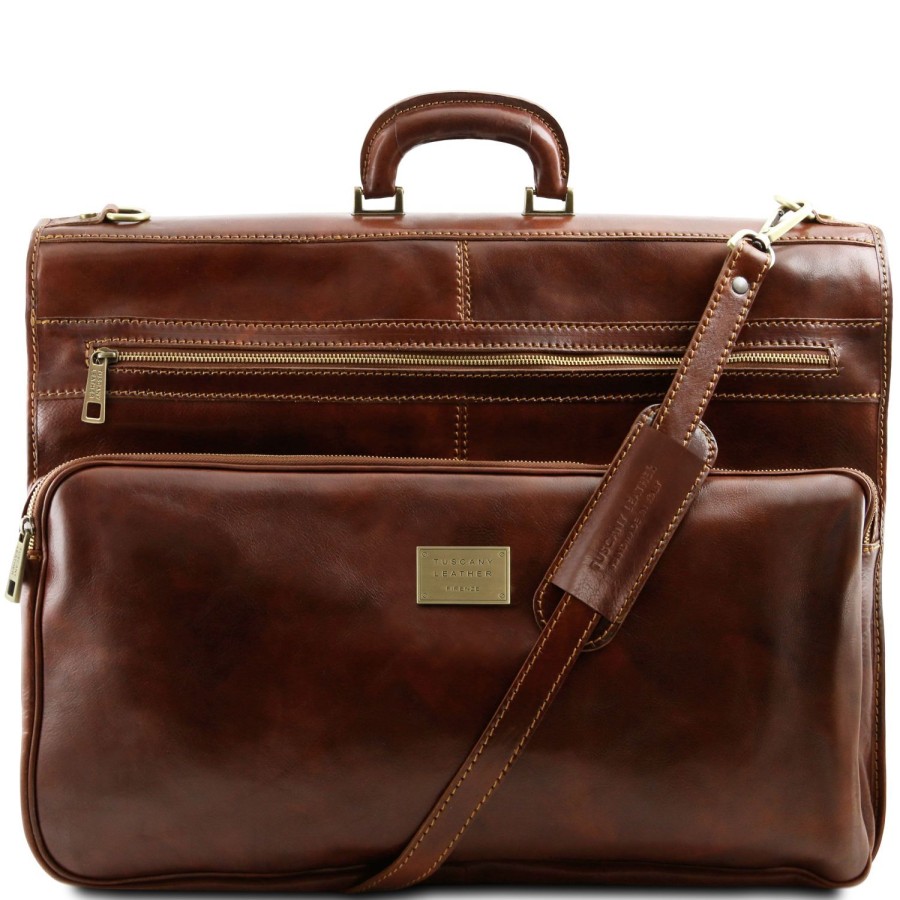 Viaggio Tuscany Leather | Papeete - Porta Abiti In Pelle Con Tascone Davanti Tl3056 Marrone