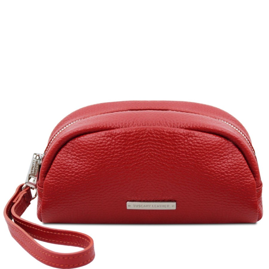 Donna Tuscany Leather | Tl Bag Trousse In Pelle Morbida Tl142314 Rosso Lipstick