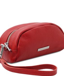 Donna Tuscany Leather | Tl Bag Trousse In Pelle Morbida Tl142314 Rosso Lipstick