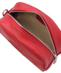 Donna Tuscany Leather | Tl Bag Trousse In Pelle Morbida Tl142314 Rosso Lipstick