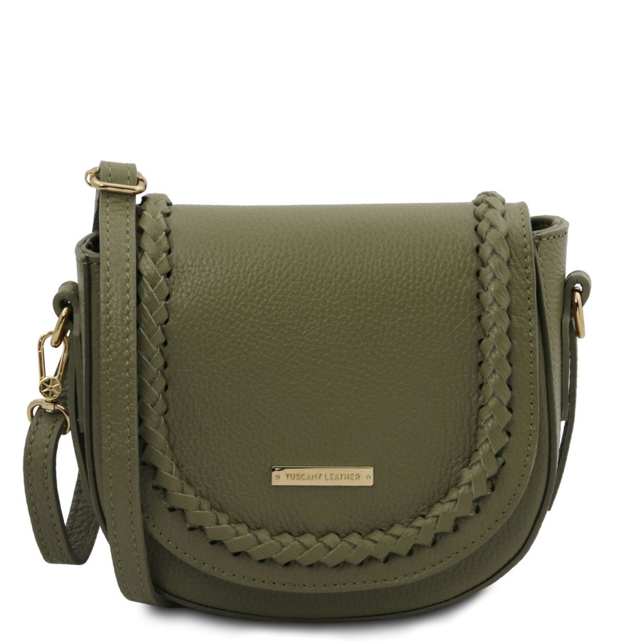 Donna Tuscany Leather | Tl Bag Borsa A Tracolla In Pelle Tl142218 Verde Foresta