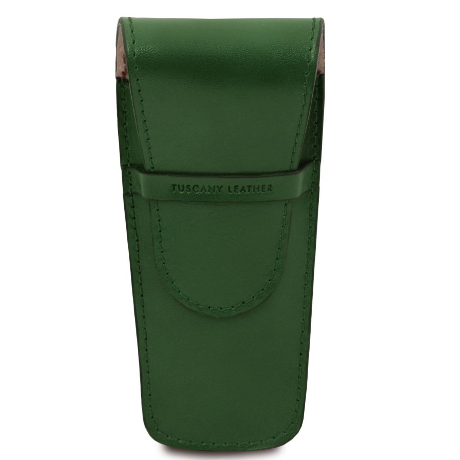 Ufficio Tuscany Leather | Elegante Porta Penne 2 Posti/Porta Orologio In Pelle Tl142130 Verde Foresta